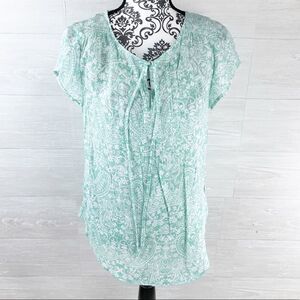 Como Vintage Short Sleeve Pintuck Peasant Blouse Top